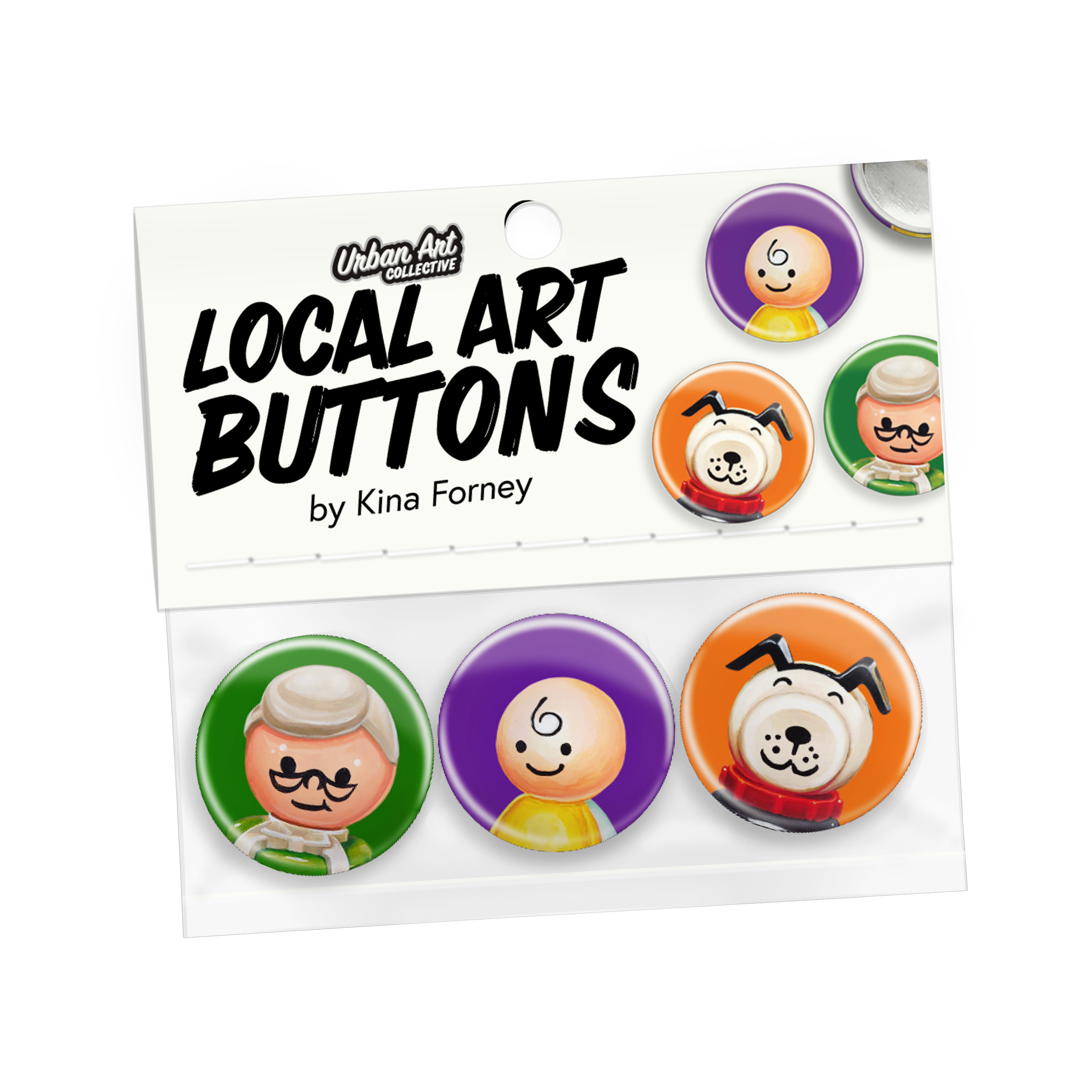 Kina Forney Button Pack 2: (Dog, Shopkeeper & Baby)