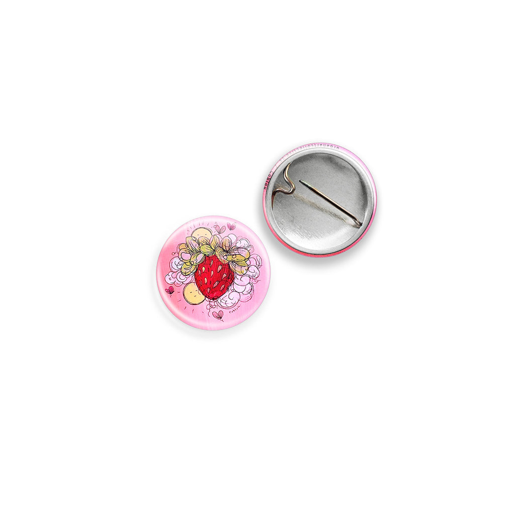 1" Pinback Button: Strawberry