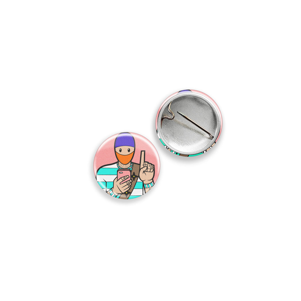1" Pinback Button: Urban Ninja Sailor Dude